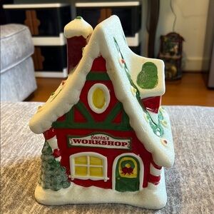 Santa's Workshop Red and Green Holiday Decoration with working Lights and Sounds